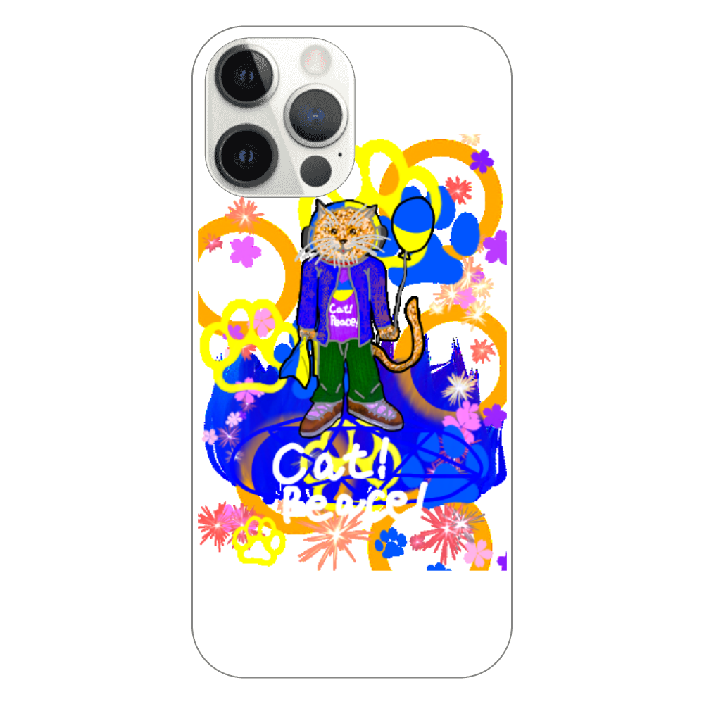 Cat! Peace!(猫!平和!)〜皆も平和ニャァー‼︎　ORILAB.Version iPhone12 ProMax（透明）