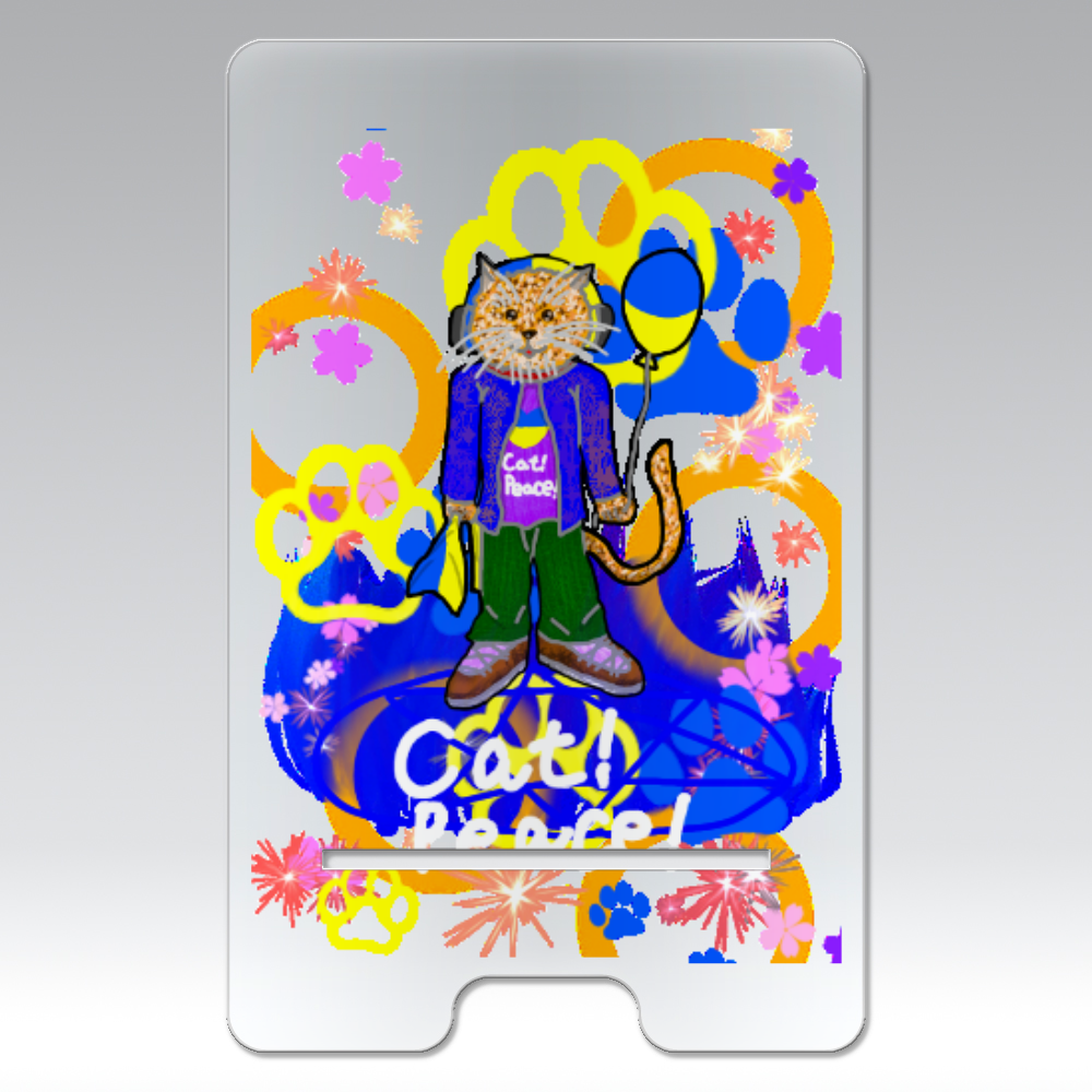 Cat! Peace!(猫!平和!)〜皆も平和ニャァー‼︎　ORILAB.Version アクリル スマホスタンド