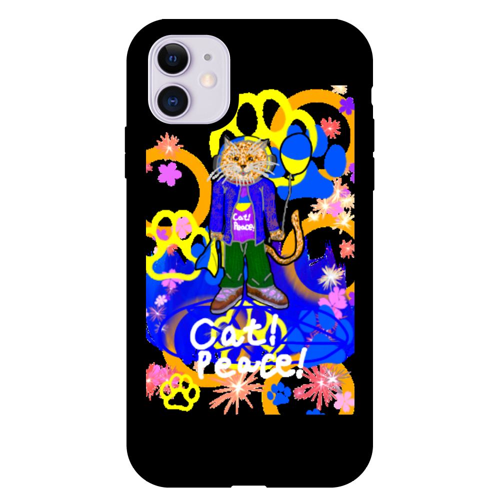 Cat! Peace!(猫!平和!)〜皆も平和ニャァー‼︎　ORILAB.Version iPhone11 プリントパネルラバーケース