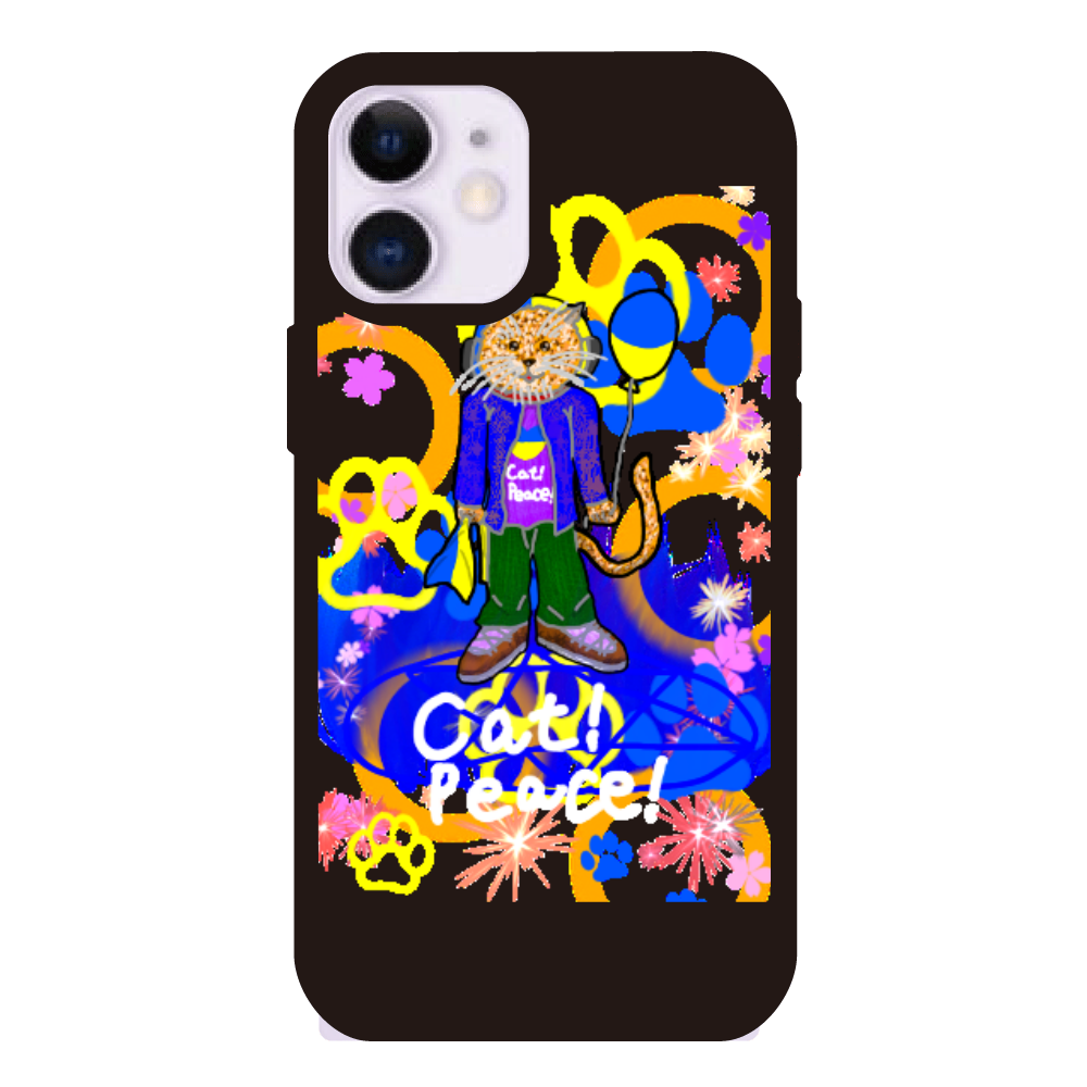 Cat! Peace!(猫!平和!)〜皆も平和ニャァー‼︎　ORILAB.Version iPhone12miniプリントパネルラバーケース