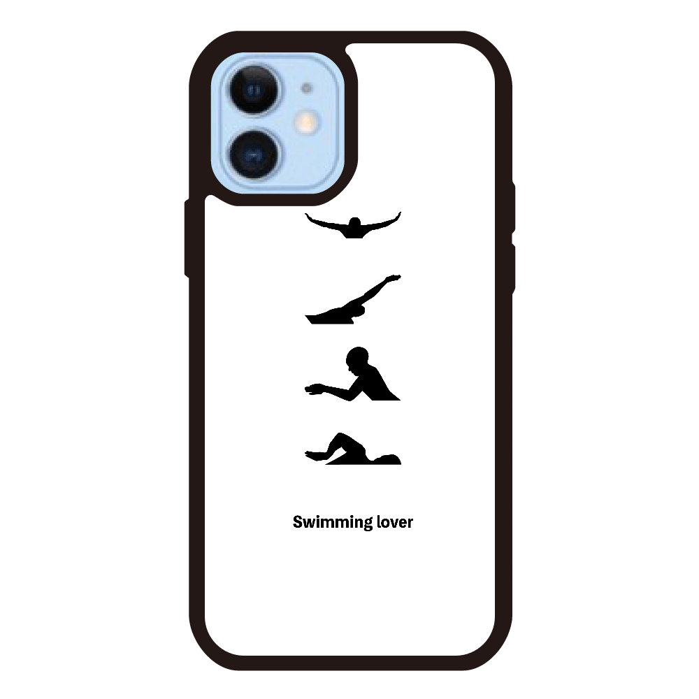 4泳法（黒）(Swimming Lover)(A) iPhone12/12Proプリントパネルラバーケース