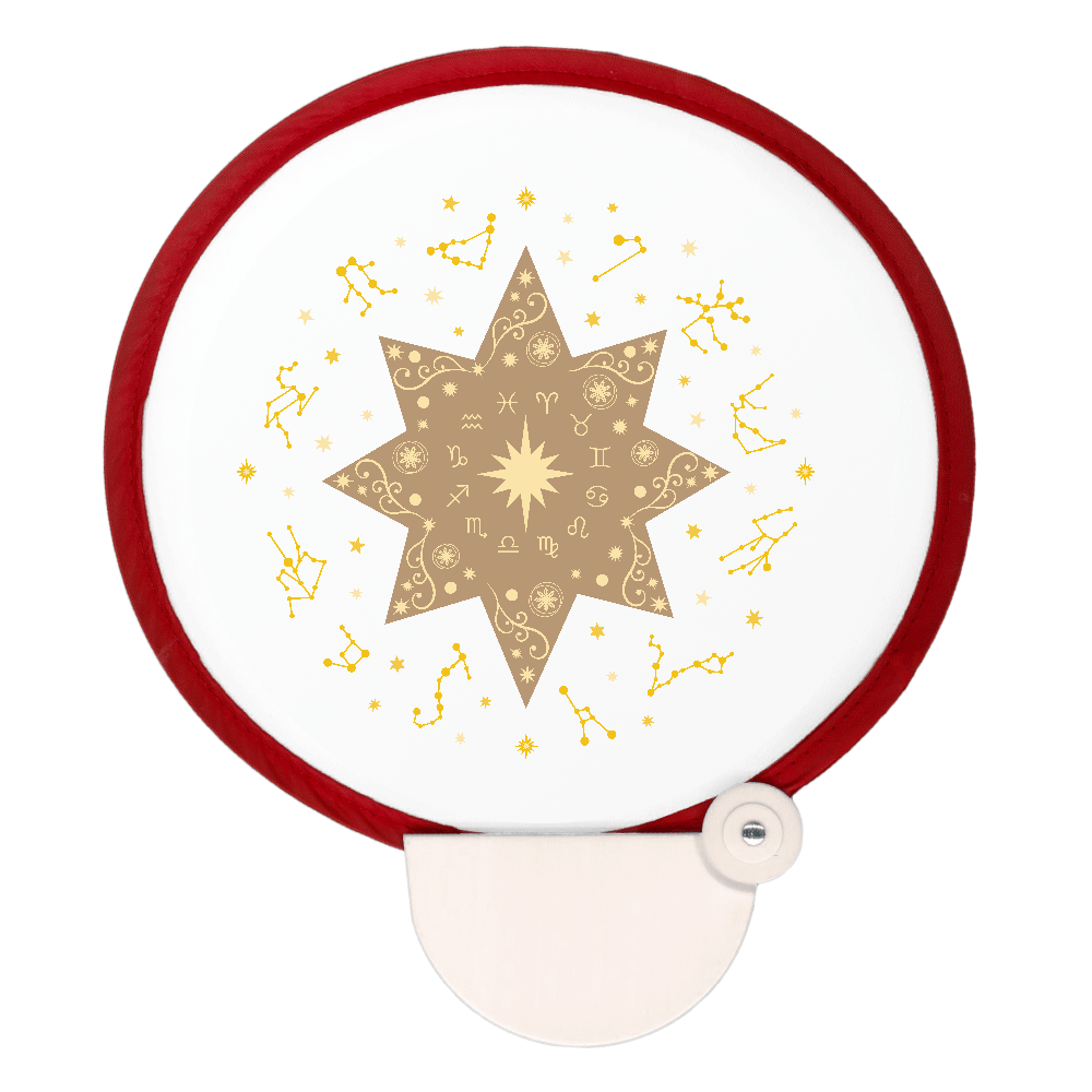 折りたたみ式うちわ　オリエンタル風　１２星座マークと配置図