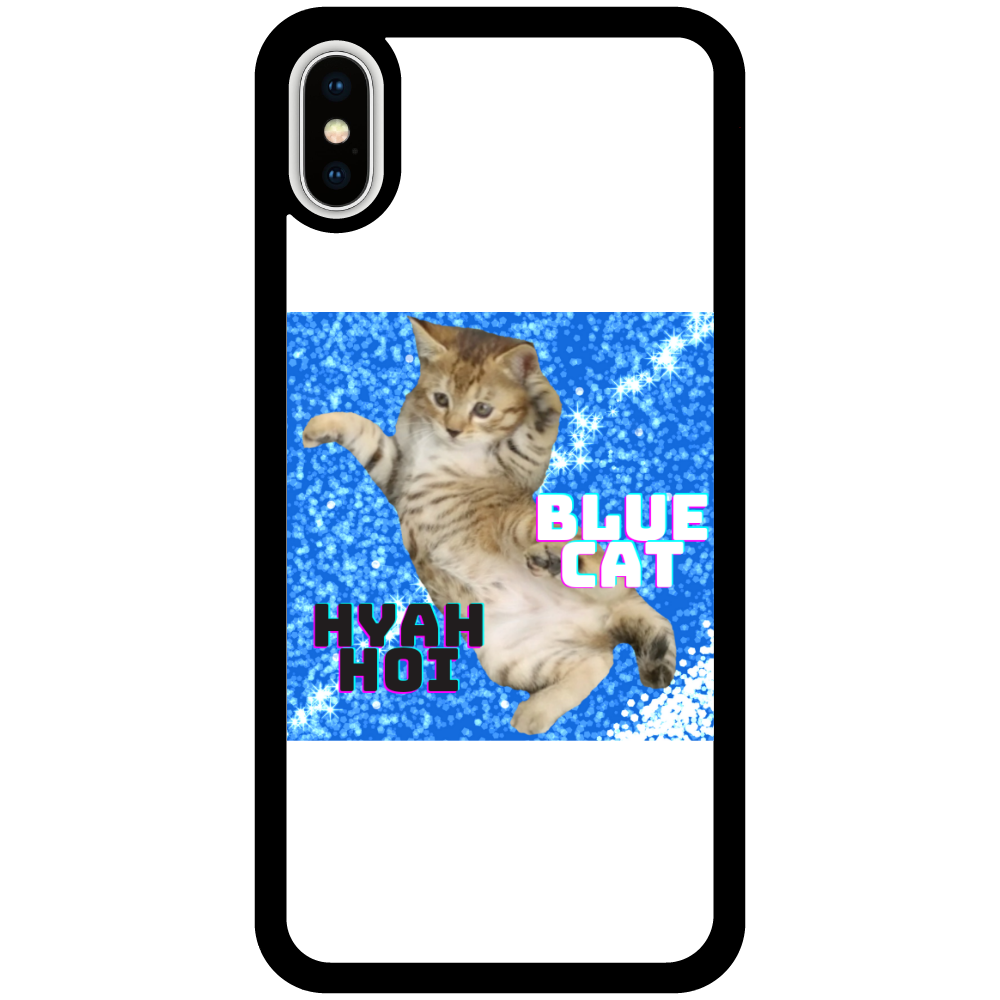 青と猫 iPhoneX/Xs_プリントパネルラバーケース