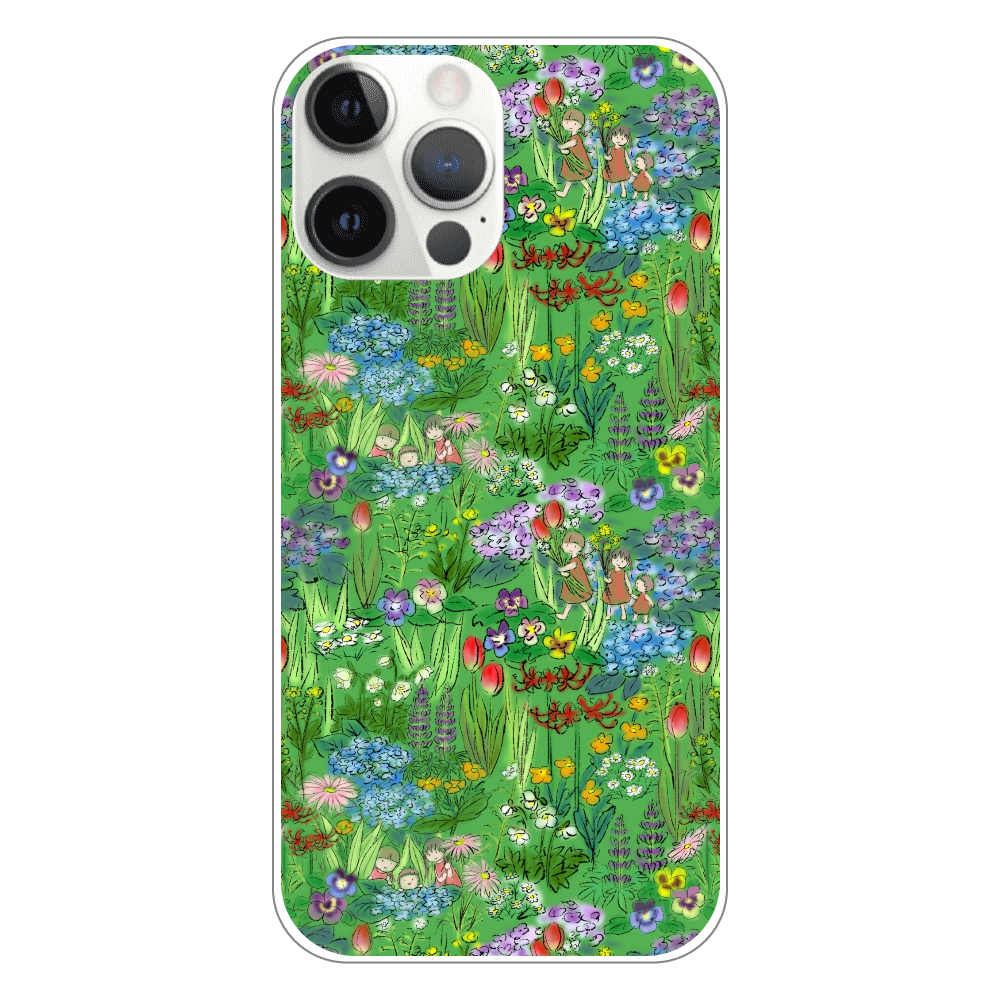 花畑(green)/iPhone用クリアケース iPhone12 ProMax（透明）