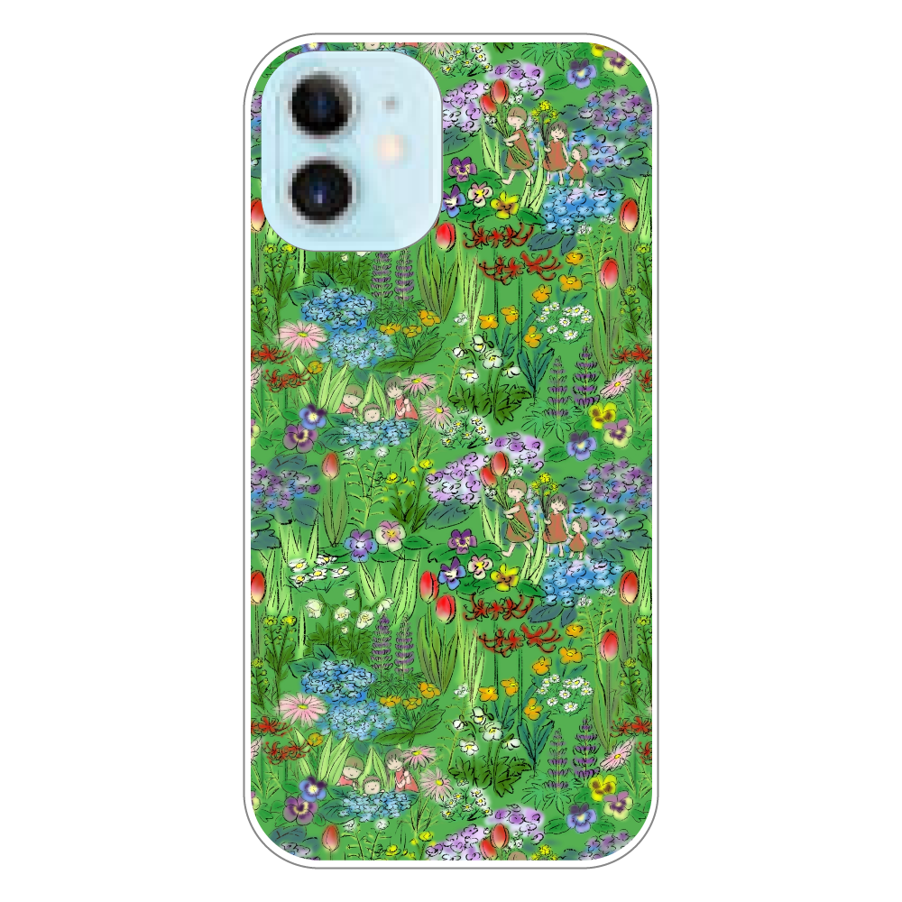 花畑(green)/iPhone用クリアケース iPhone12 mini（透明）