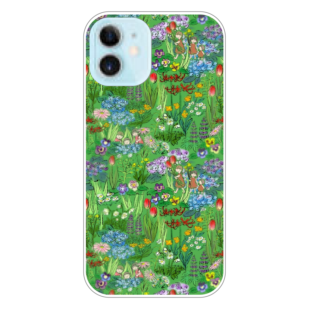 花畑(green)/iPhoneクリアケース iPhone12 mini（透明）