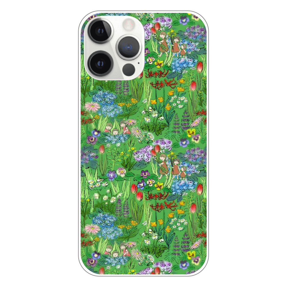 花畑(green)/iPhoneクリアケース iPhone12 ProMax（透明）