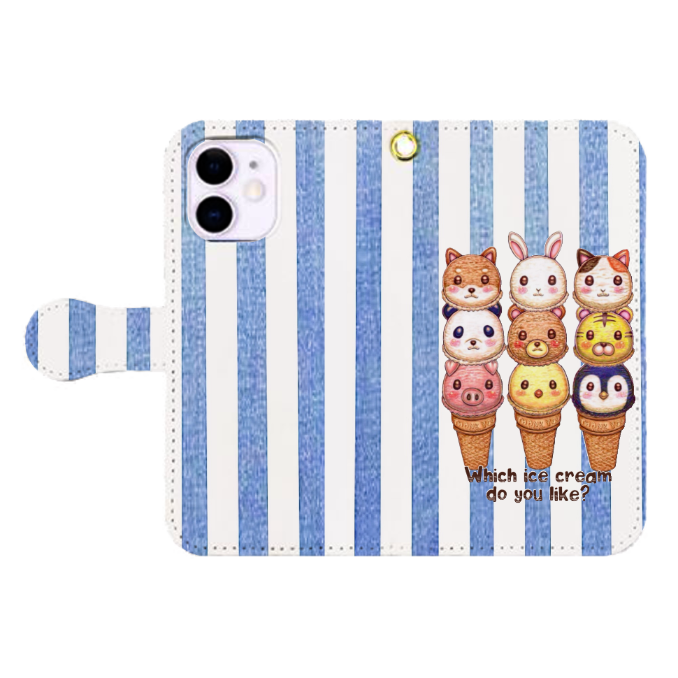 動物アイスクリーム iPhone12mini 手帳型スマホケース