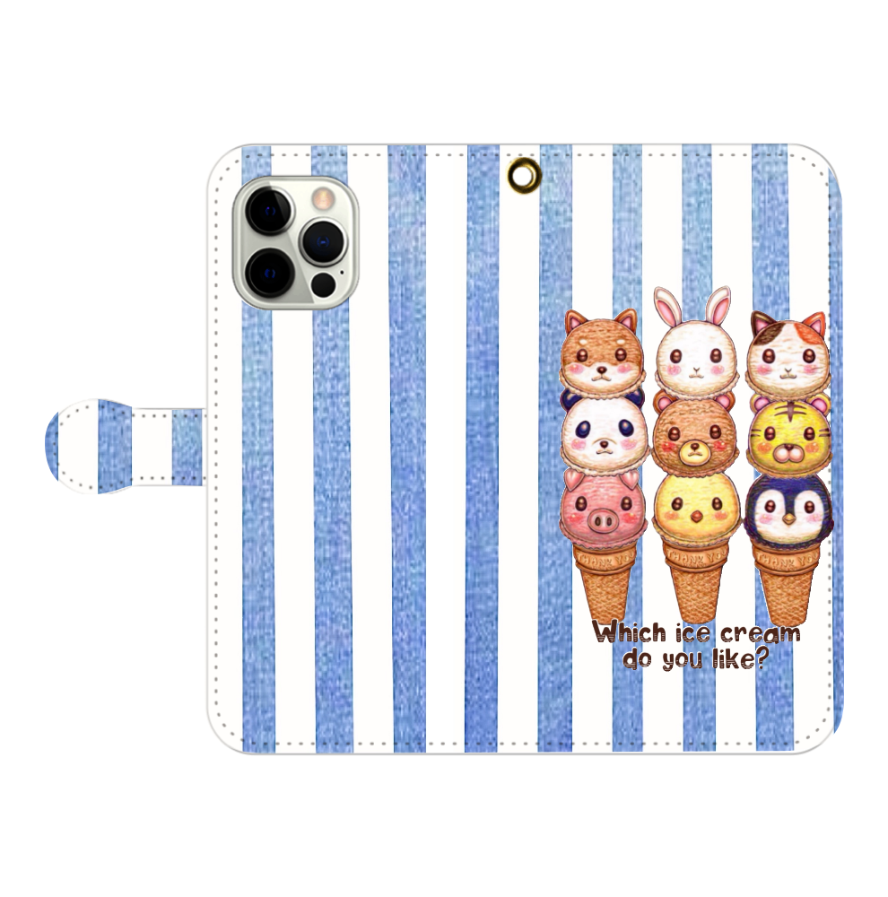 動物アイスクリーム iPhone12pro max 手帳型スマホケース