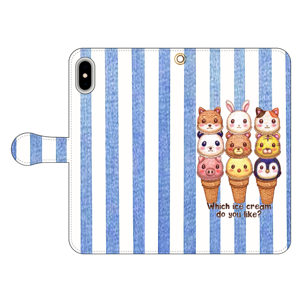 動物アイスクリーム iPhone Xs MAX 手帳型スマホケース