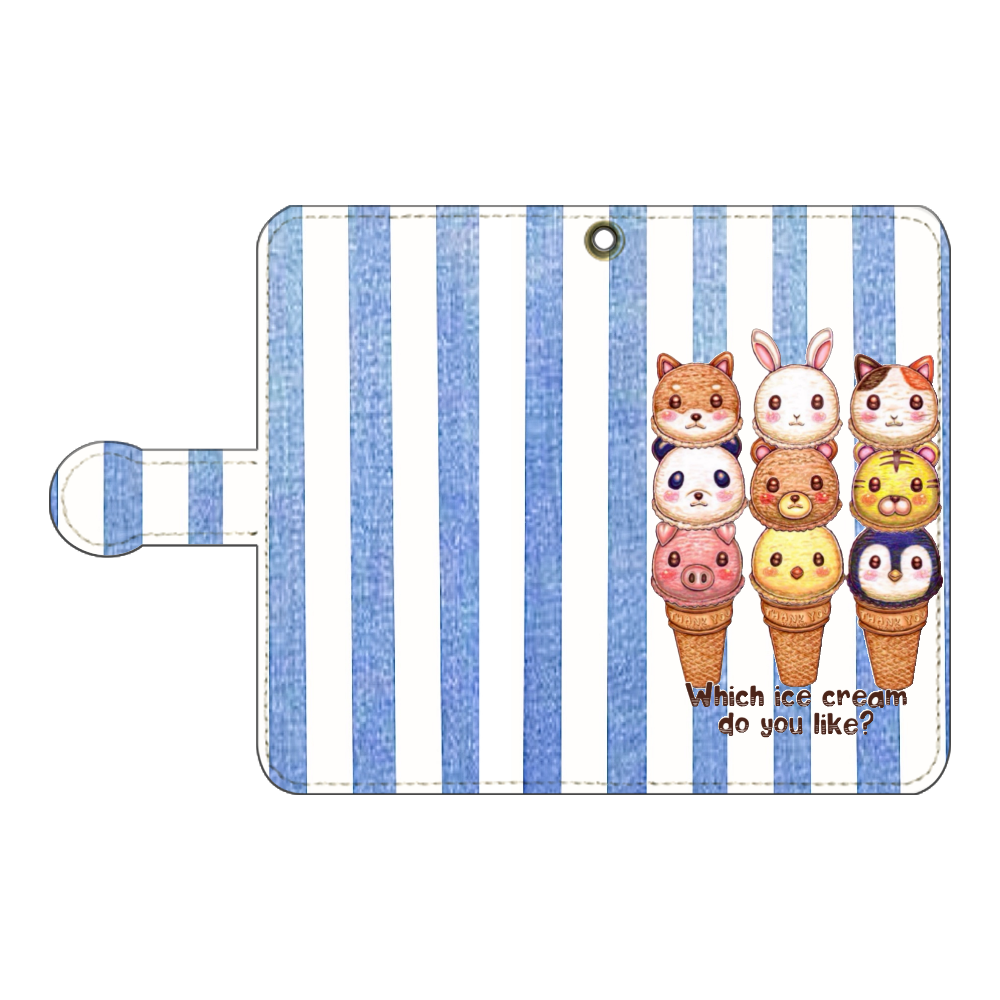 動物アイスクリーム 手帳型ベルト付きアンドロイドS