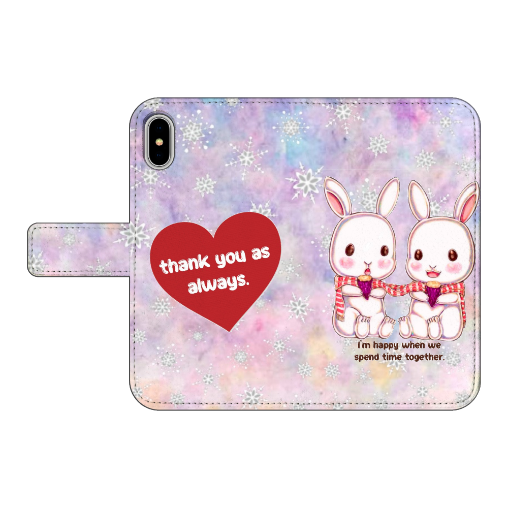ぬくぬくうさぎᕱ⑅︎ᕱ"  iPhoneX/XS 手帳型スマホケース ベルトあり3ポケット iPhoneX/XS