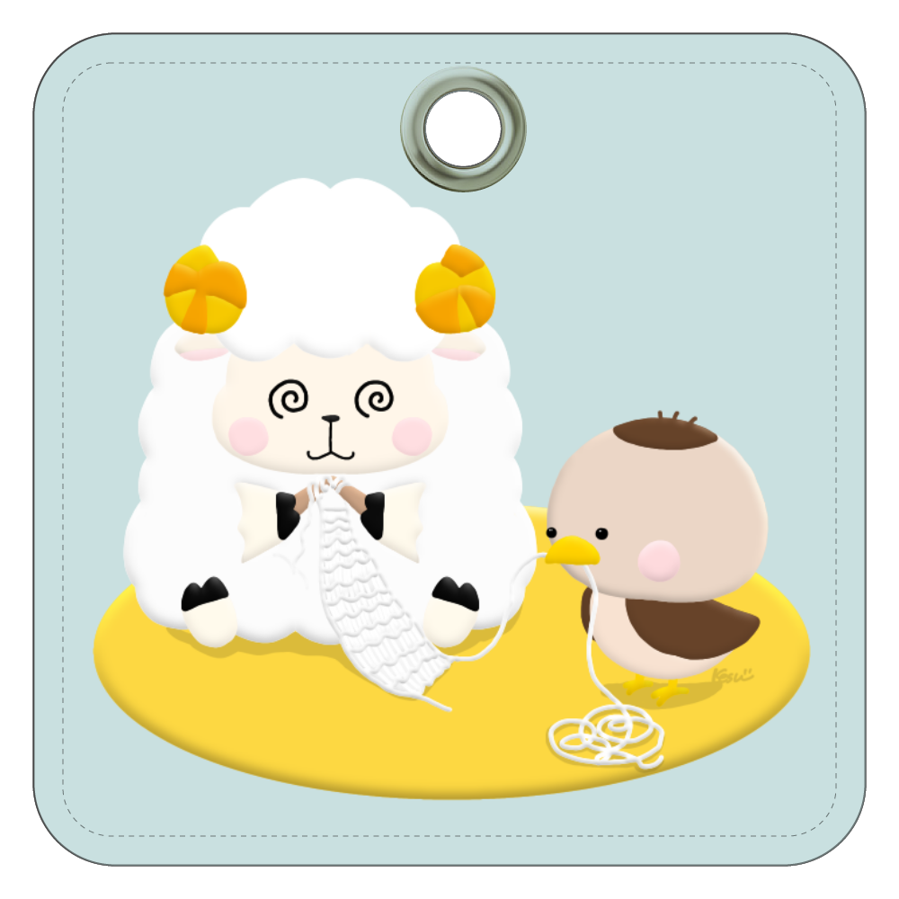 メェ〜とすずぼう　レザーキーホルダー レザーキーホルダー（四角型）