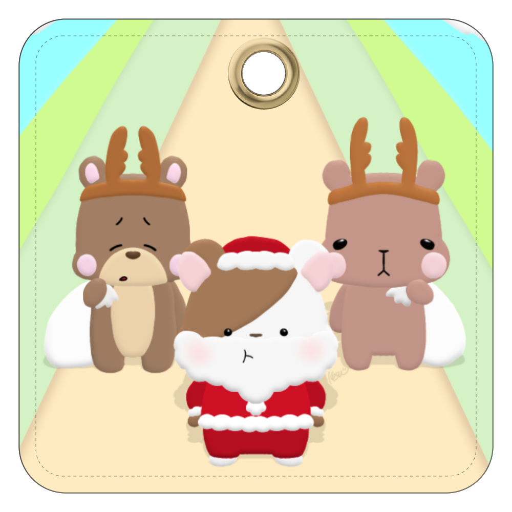 ハムモフくーまートホホ　格差　レザーキーホルダー レザーキーホルダー（四角型）