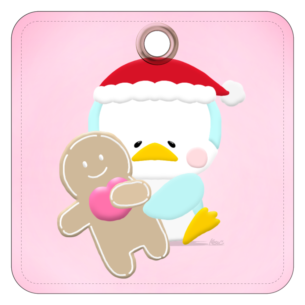 クリスマスペン坊　レザーキーホルダー レザーキーホルダー（四角型）