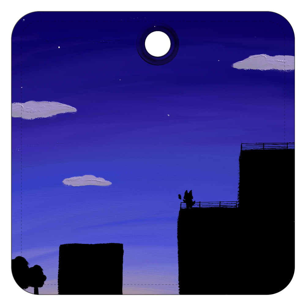 うーるーシルエット　レザーキーホルダー レザーキーホルダー（四角型）