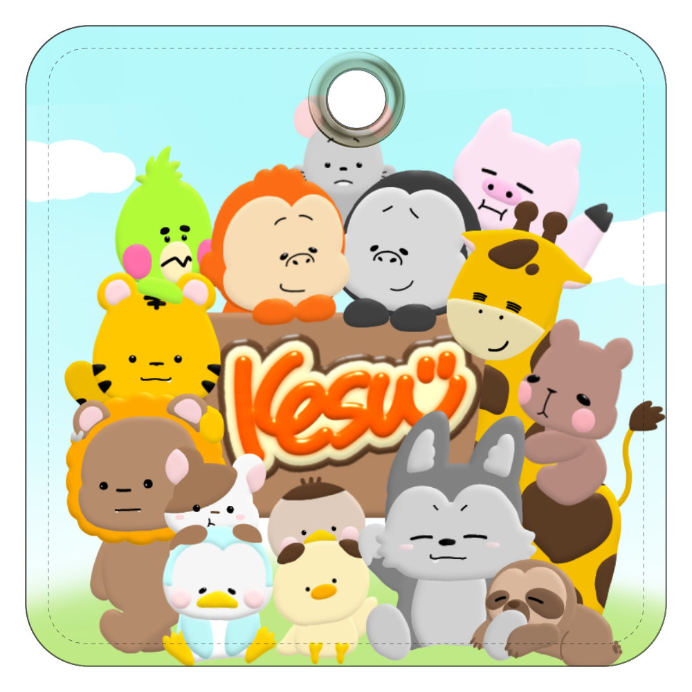 うーたんfamily　レザーキーホルダー レザーキーホルダー（四角型）