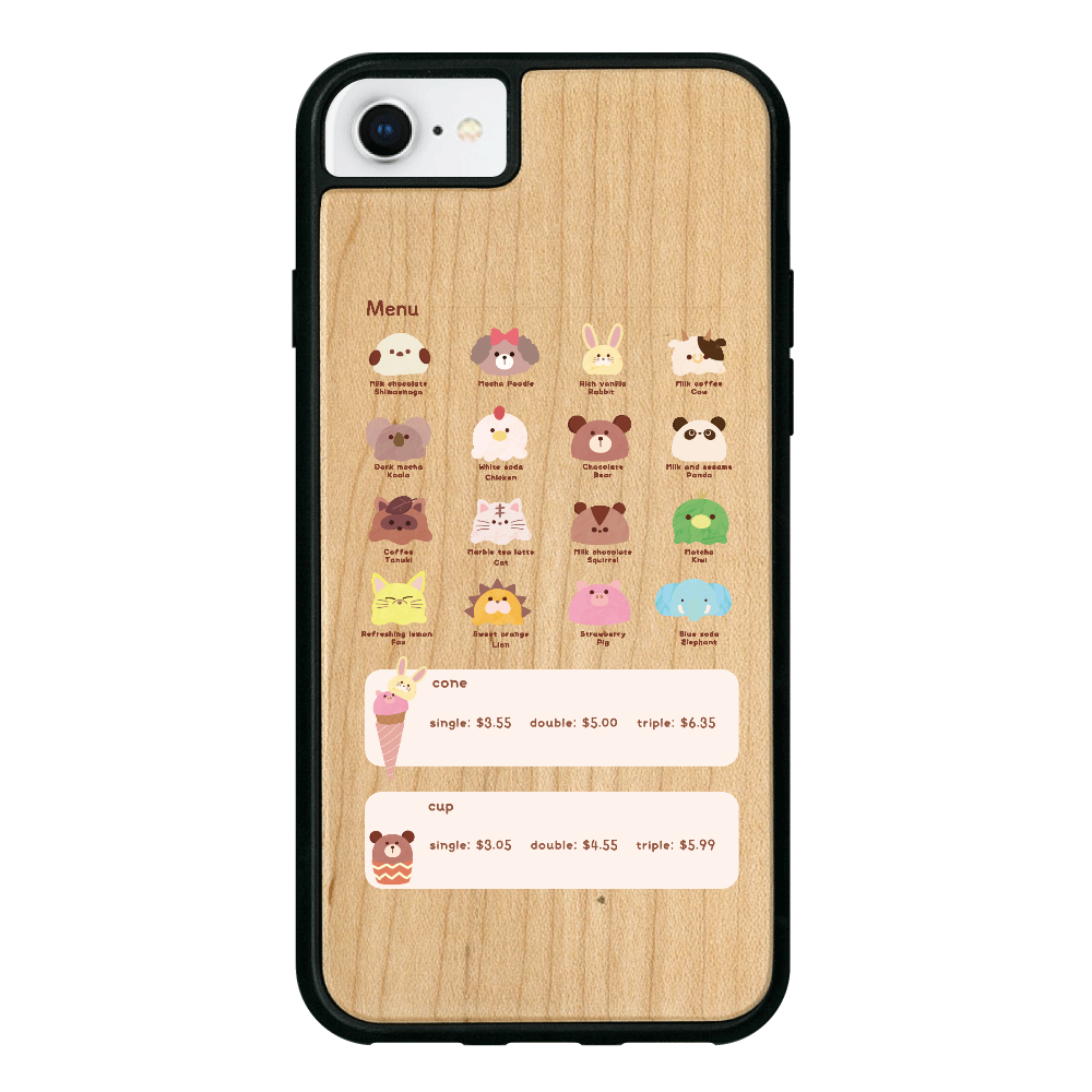 どうぶつのアイスクリーム屋さん iPhone7 ウッドケース