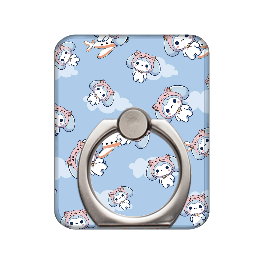ピンク猫かぶりざこまろ（飛行機とともに） スマホリング