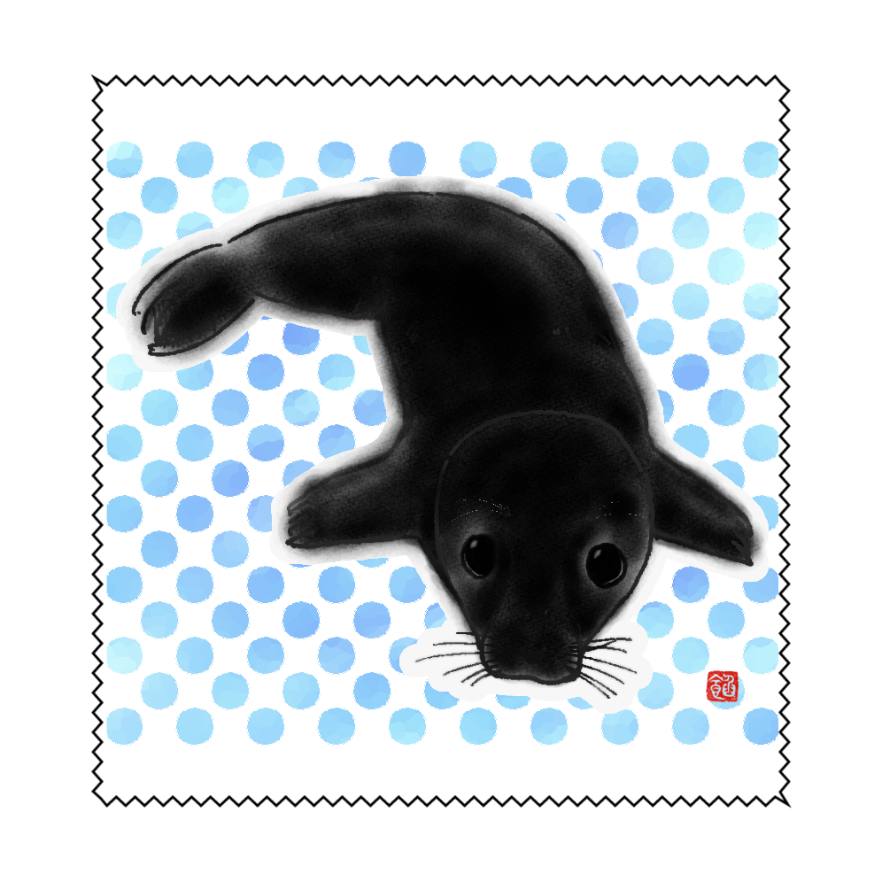 The seal looks like obsidian. マイクロファイバーメガネ拭き