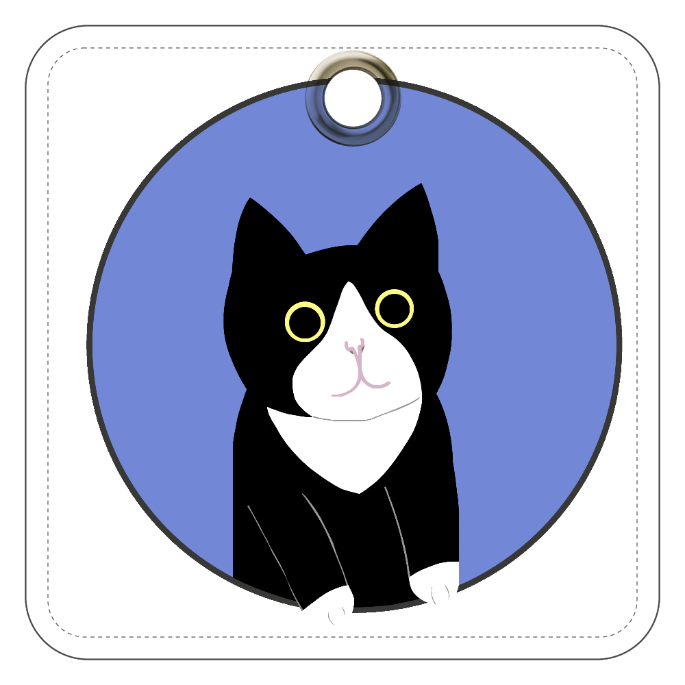 まるの中からハチワレさん レザーキーホルダー（四角型）