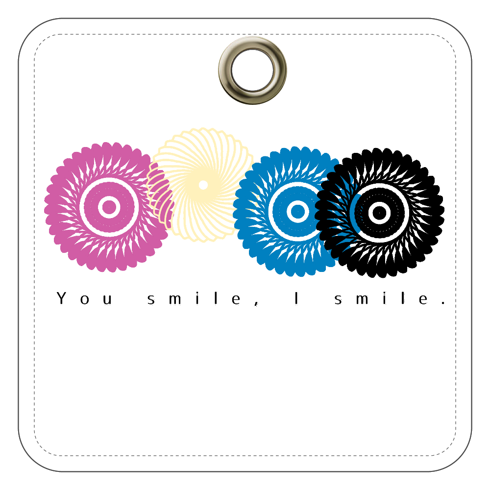 フラワースタンプ レザーキーホルダー（四角型）