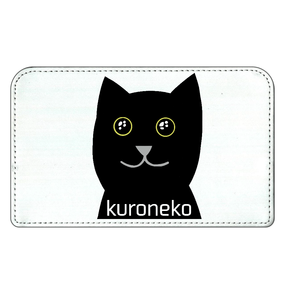 おめめウルウル黒猫さん スクエアレザーポーチ