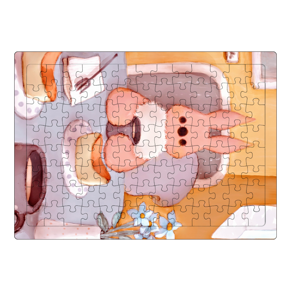 ティータイムを楽しむリス ジグソーパズル A4サイズ 104ピース
