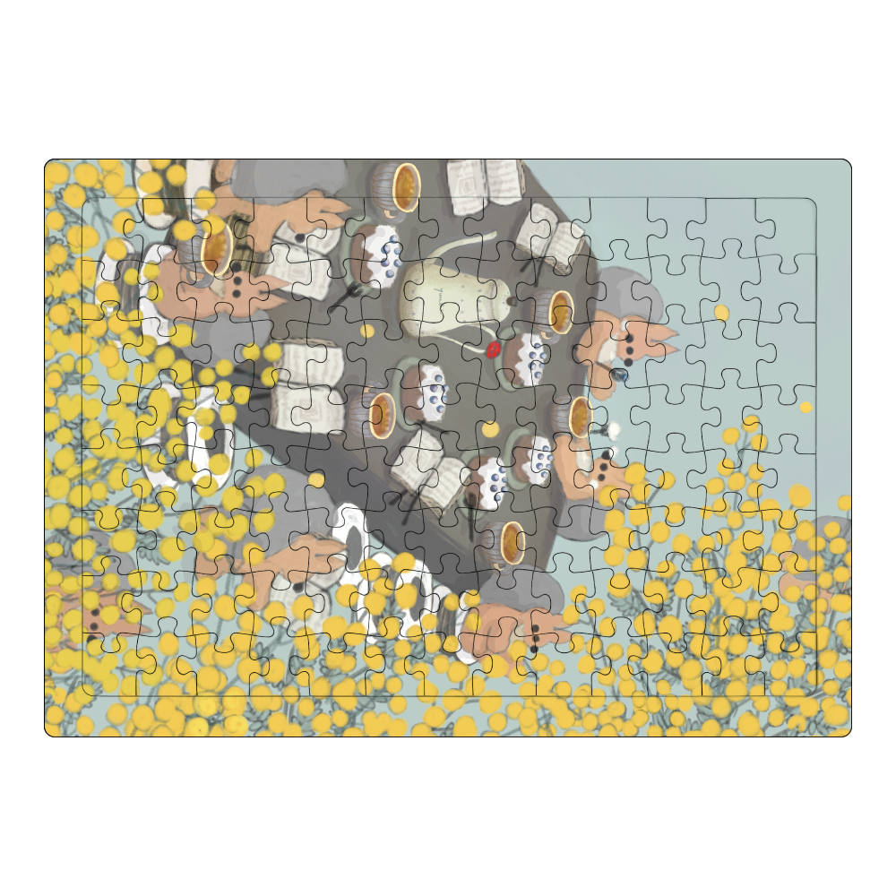 リスたちの本と紅茶とケーキの会 ジグソーパズル A4サイズ 104ピース