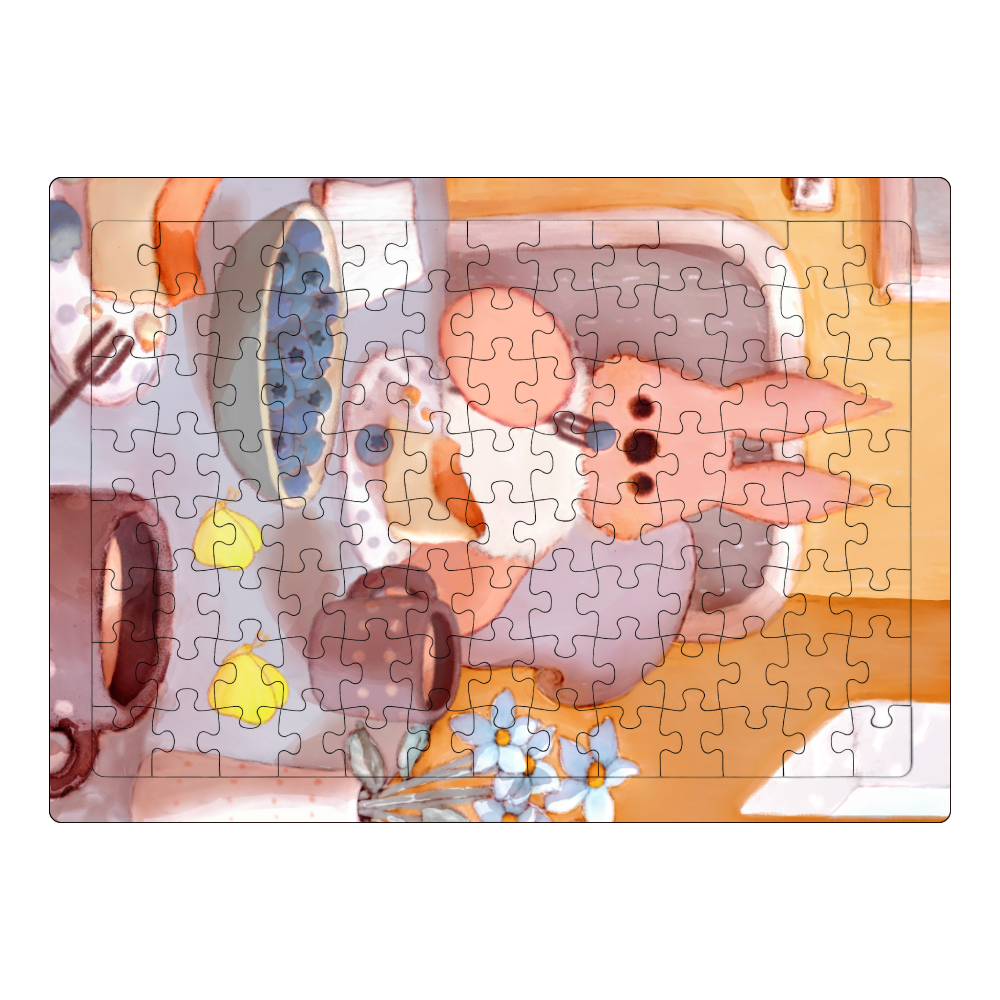 ティータイムを楽しむリス ジグソーパズル A4サイズ 104ピース