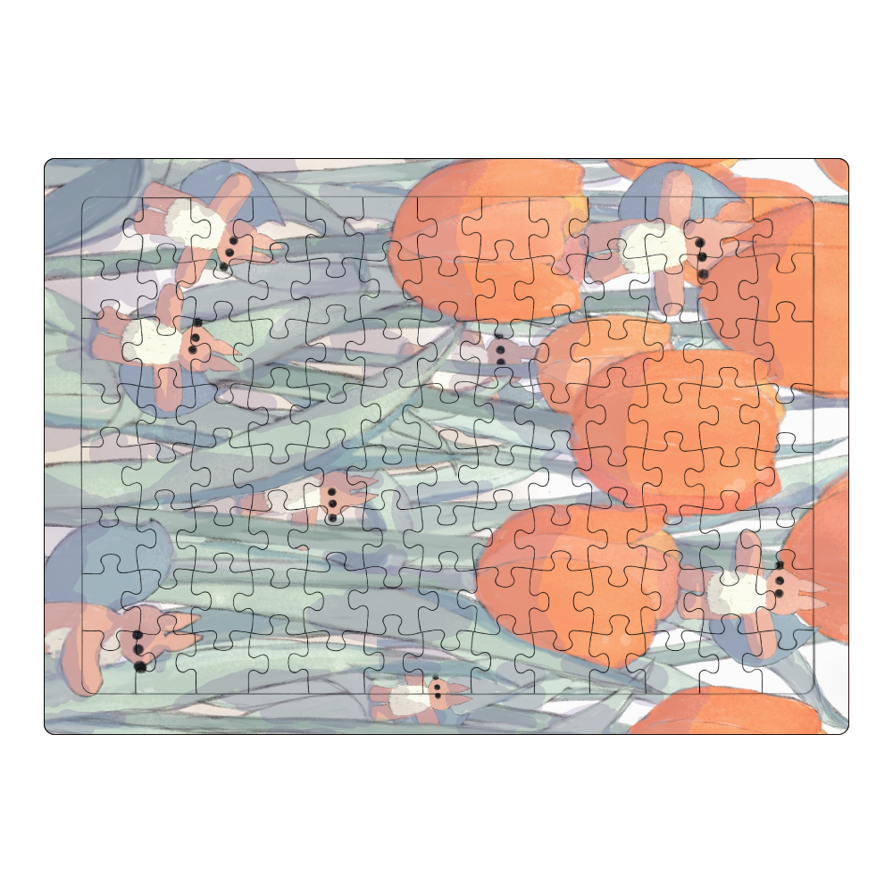 チューリップとちいさなリスたち ジグソーパズル A4サイズ 104ピース