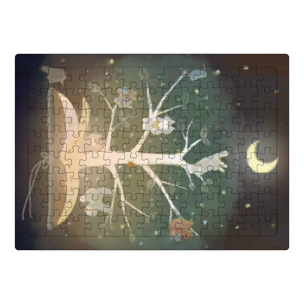 月夜の動物たちと本の魔法 ジグソーパズル A4サイズ 104ピース