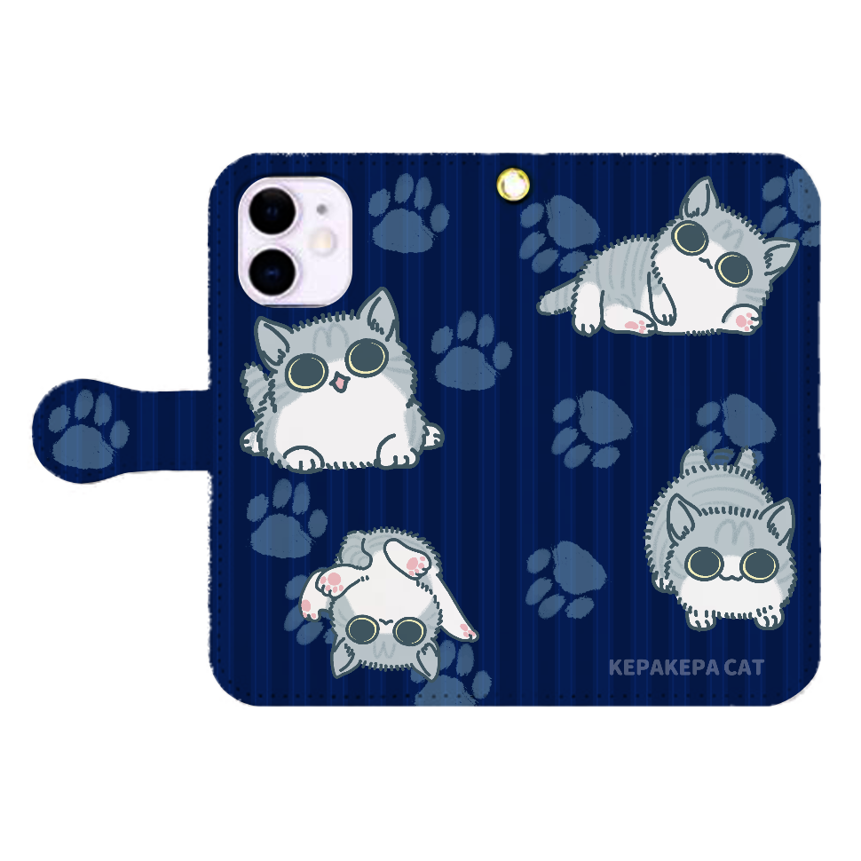 けぱけぱした子猫 iPhone12mini 手帳型スマホケース