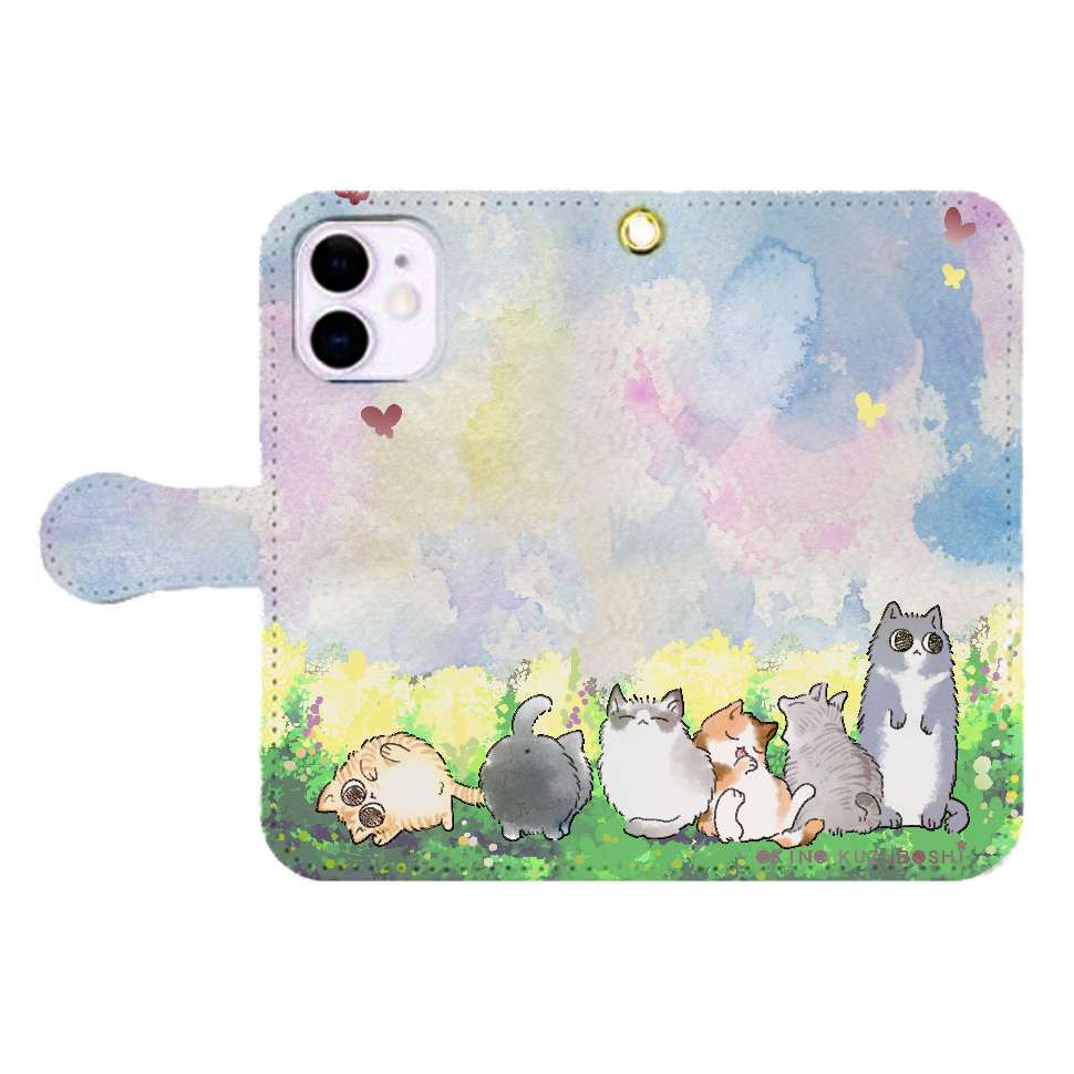 けぱけぱの子猫たち iPhone12mini 手帳型スマホケース