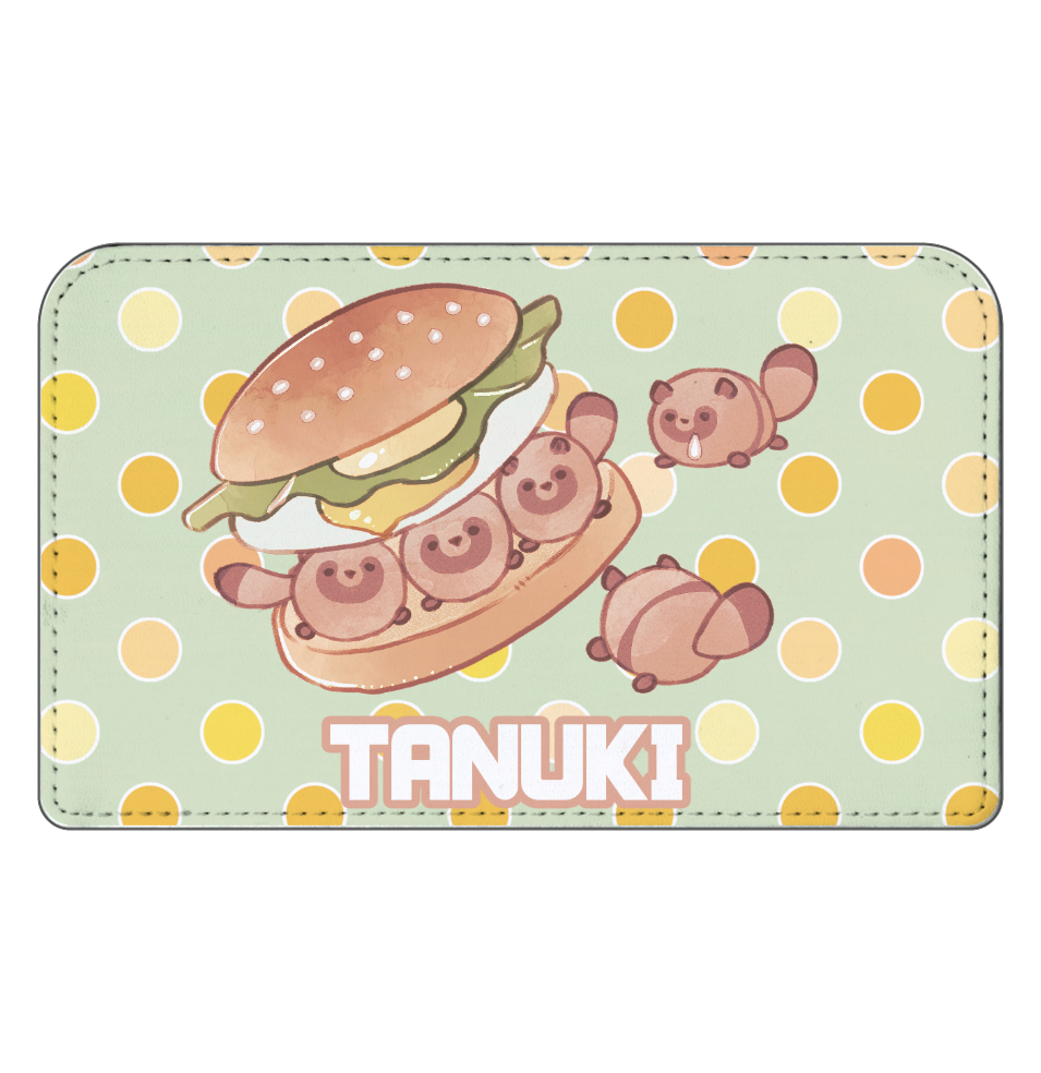 ハンバーガーたぬき スクエアレザーポーチ