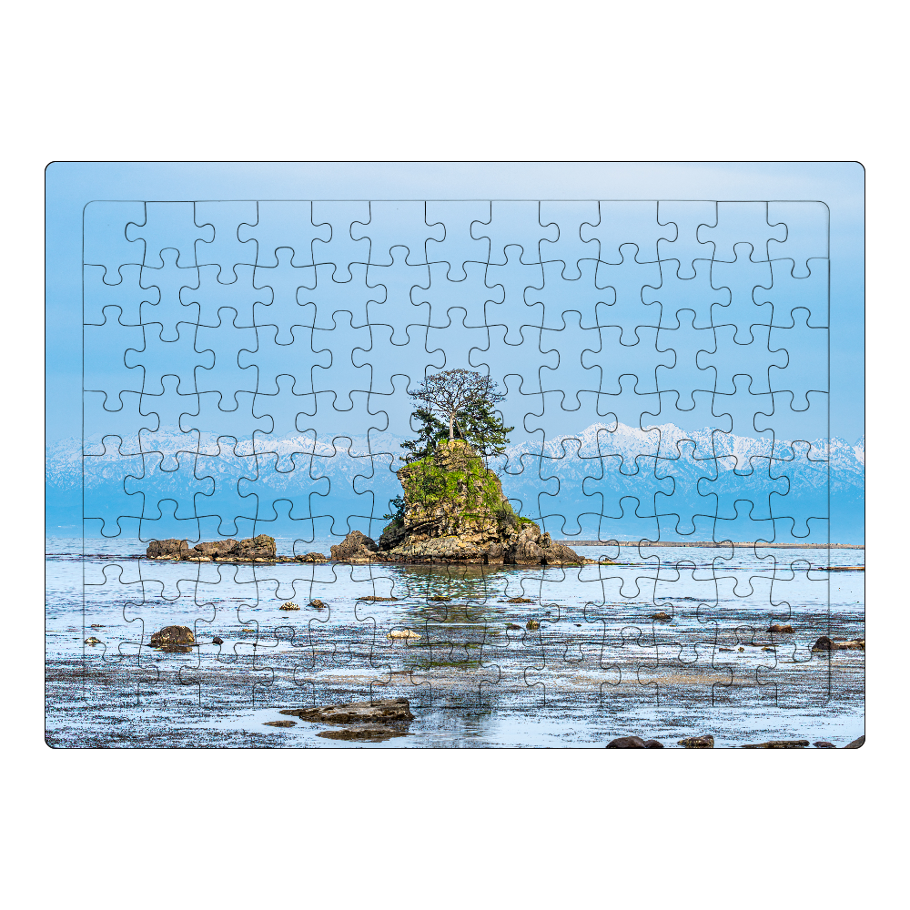 雄大な連峰と一本松の孤島 ジグソーパズル A4サイズ 104ピース