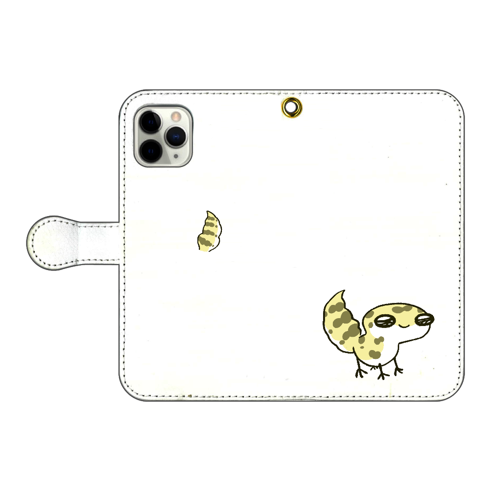 レオパ（ハイイエロー）×ホワイト｜手帳型スマホケース iPhone11 Pro 手帳型スマホケース