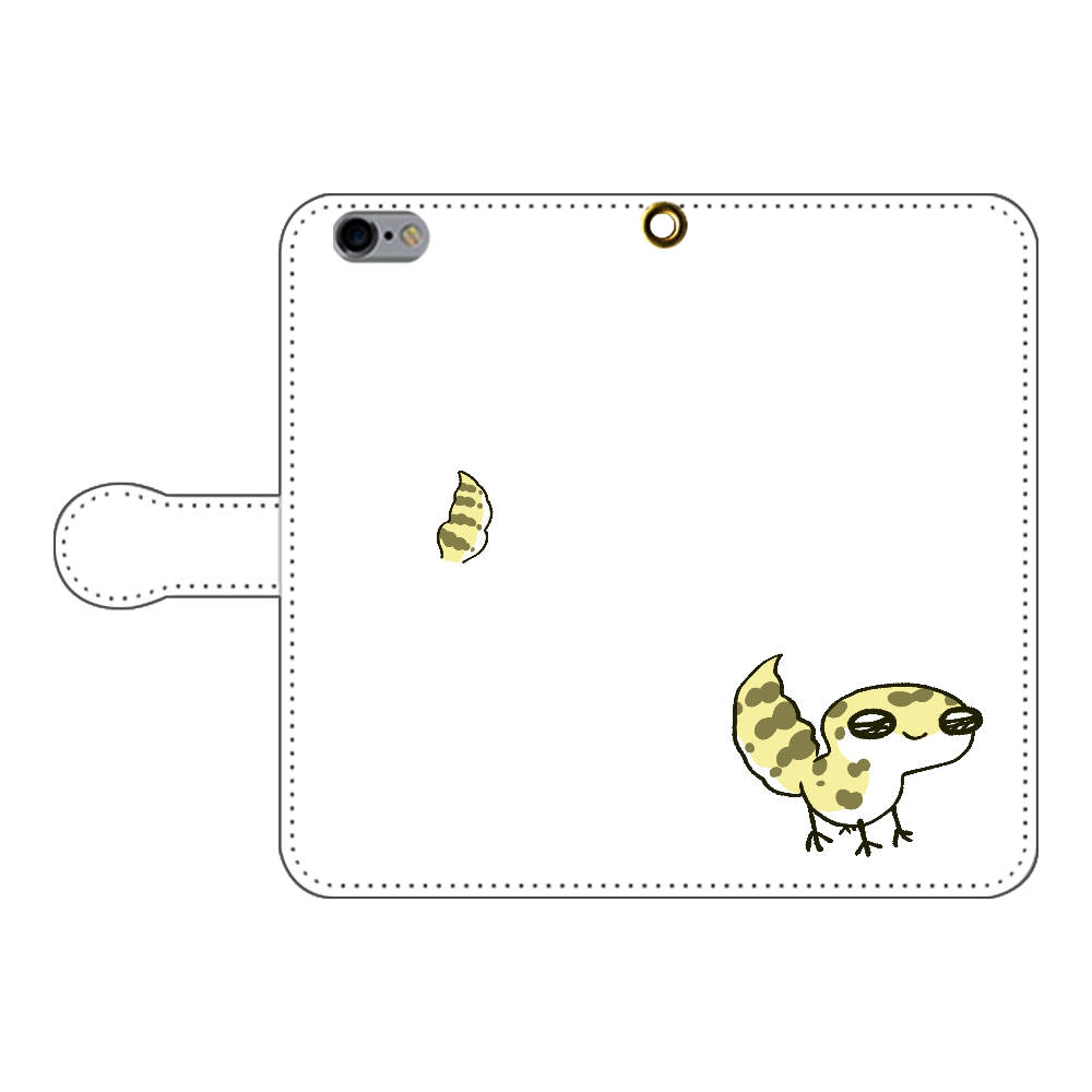 レオパ（ハイイエロー）×ホワイト｜手帳型スマホケース iPhone6/6s 手帳型スマホケース