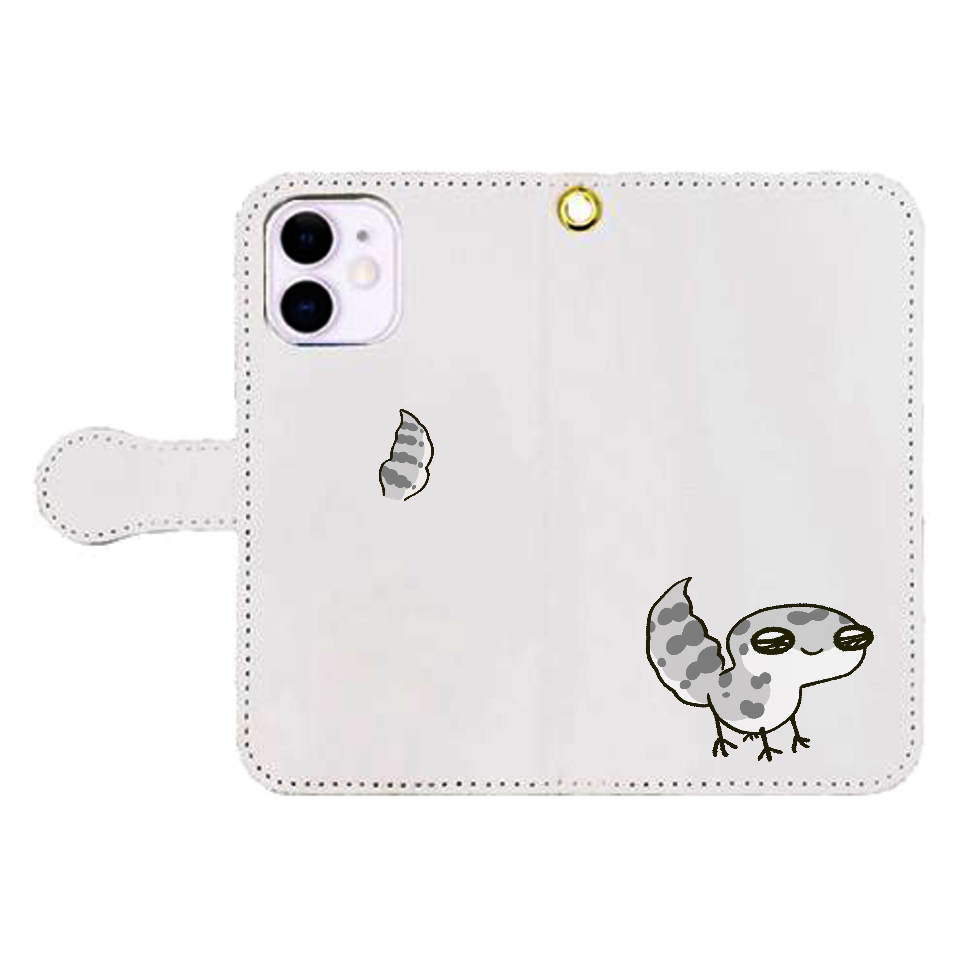 レオパ（スーパーマックスノー）×ホワイト｜手帳型スマホケース iPhone12mini 手帳型スマホケース