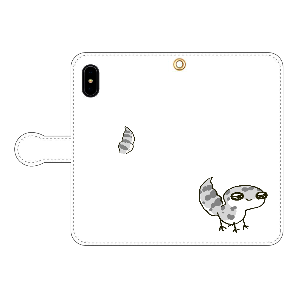 レオパ（スーパーマックスノー）×ホワイト｜手帳型スマホケース iPhoneX/Xs 手帳型スマホケース