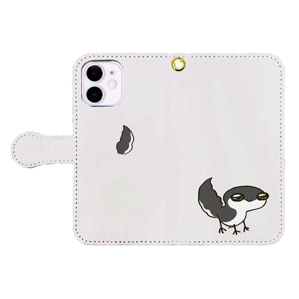 レオパ（ブラックナイト）×ホワイト｜手帳型スマホケース iPhone12mini 手帳型スマホケース