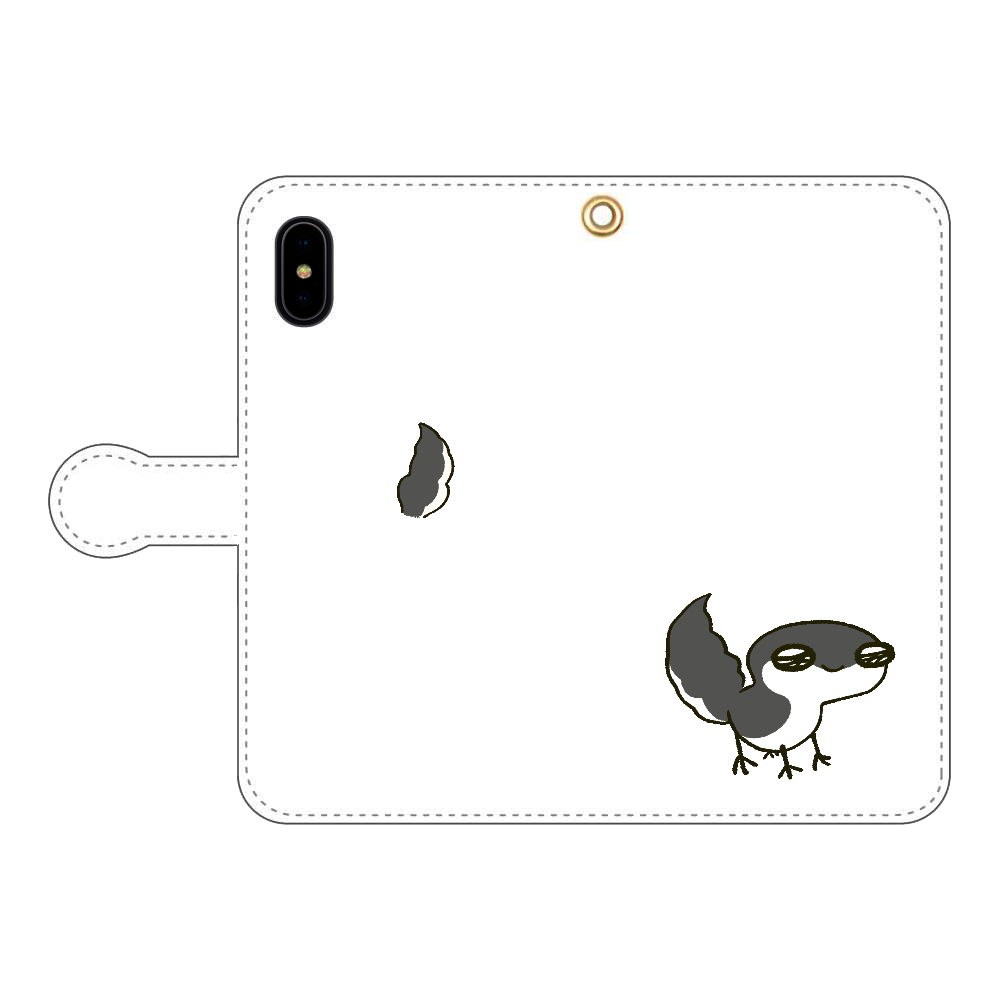 レオパ（ブラックナイト）×ホワイト｜手帳型スマホケース iPhoneX/Xs 手帳型スマホケース