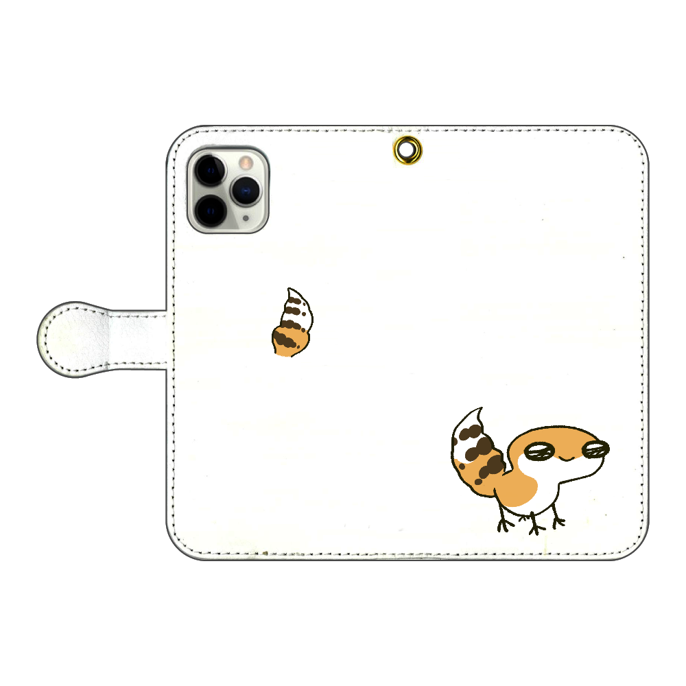 レオパ（タンジェリン）×ホワイト｜手帳型スマホケース iPhone11 Pro 手帳型スマホケース