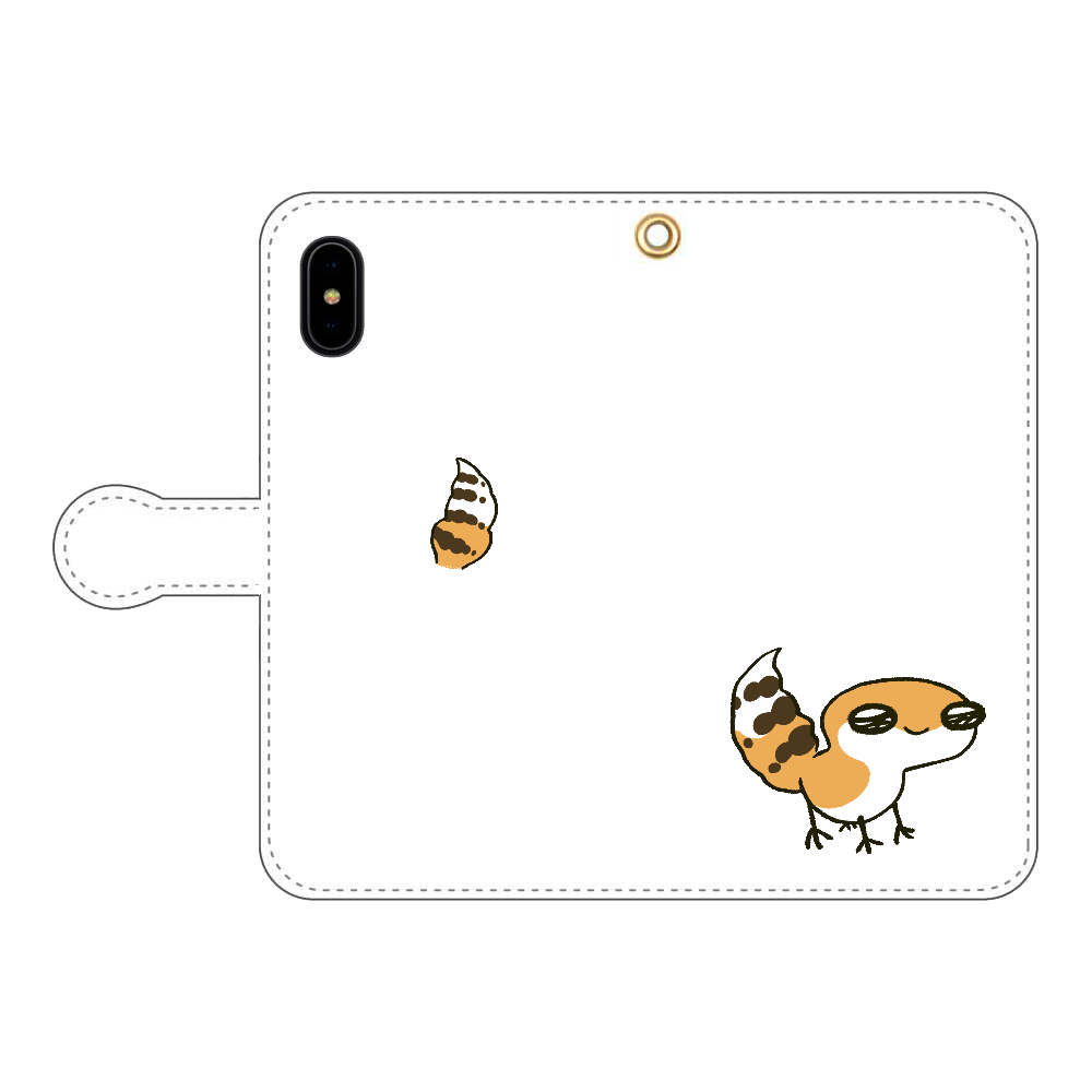 レオパ（タンジェリン）×ホワイト｜手帳型スマホケース iPhoneX/Xs 手帳型スマホケース