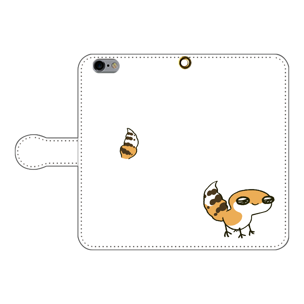 レオパ（タンジェリン）×ホワイト｜手帳型スマホケース iPhone6/6s 手帳型スマホケース