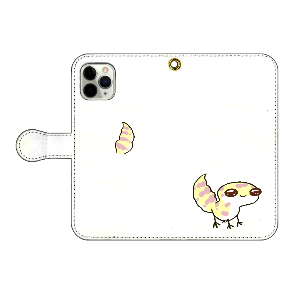レオパ（アルビノ）×ホワイト｜手帳型スマホケース iPhone11 Pro 手帳型スマホケース