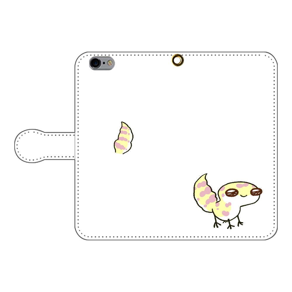 レオパ（アルビノ）×ホワイト｜手帳型スマホケース iPhone6/6s 手帳型スマホケース