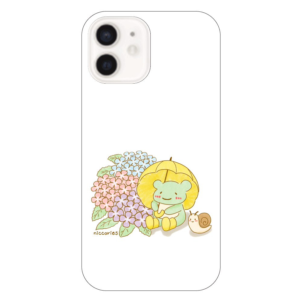 かえるさんの梅雨の楽しみ(iPhone12~16e) iPhone12 (白/黒)