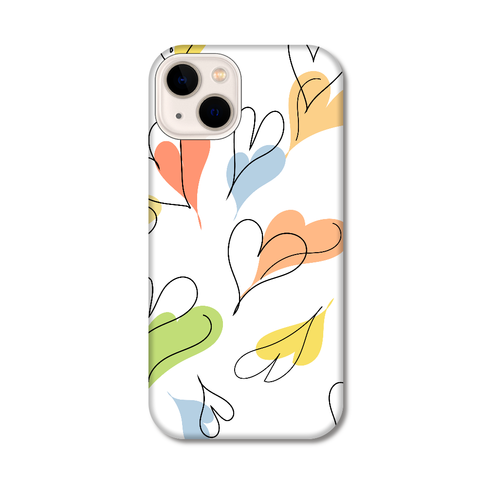 ハートがいっぱいのスマホケース！ホワイト iPhone14