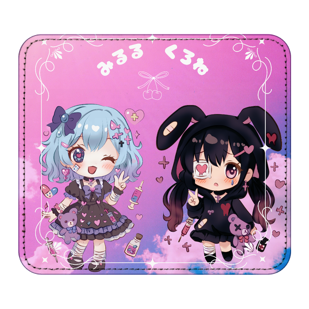 みるる＆くろね マウスパッド レザーマウスパッド（スクエア）
